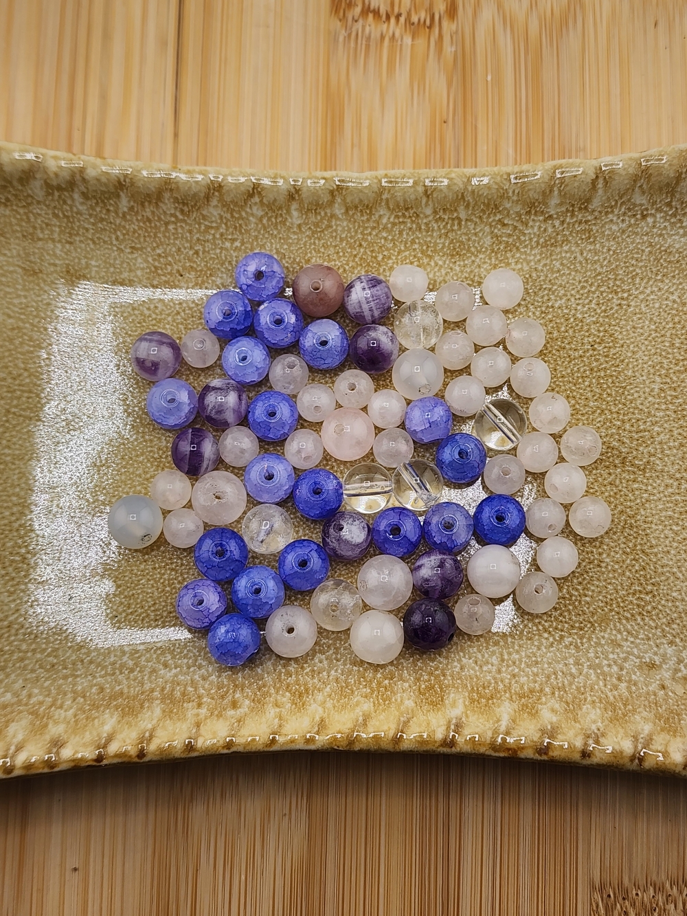 Glass Faceted Blue, Purple & White Gemstone Bead Mix - Multi-Color 0571
